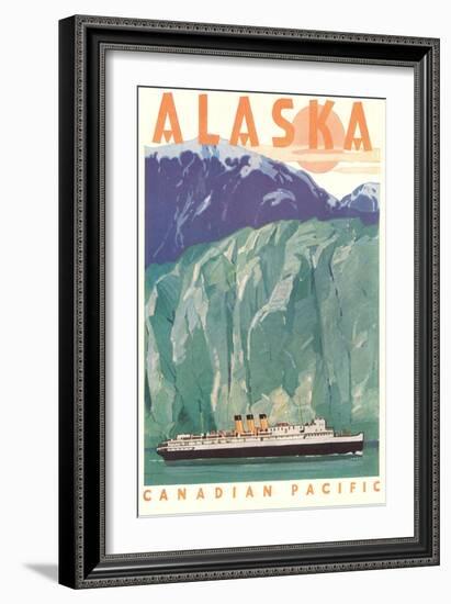 Cruise Liner by Alaskan Glacier-null-Framed Art Print