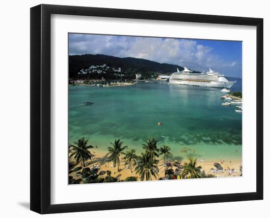 Cruise Ship and Turtle Beach, Ocho Rios, Jamaica-Doug Pearson-Framed Photographic Print