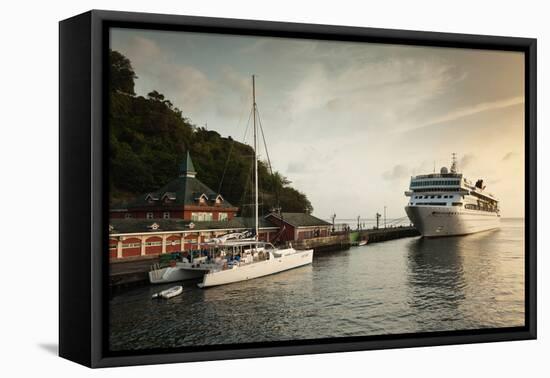 Cruise ship at port, Kingstown, Saint Vincent Island, Saint Vincent And The Grenadines-null-Framed Premier Image Canvas