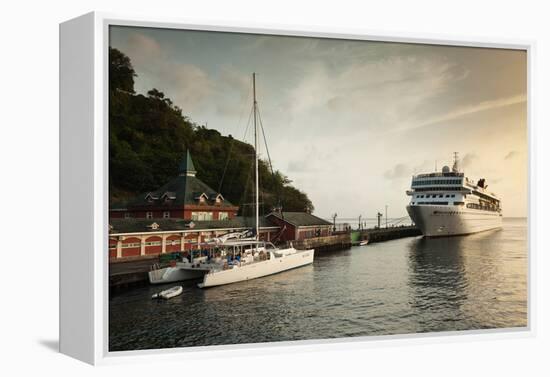 Cruise ship at port, Kingstown, Saint Vincent Island, Saint Vincent And The Grenadines-null-Framed Premier Image Canvas