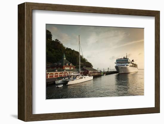 Cruise ship at port, Kingstown, Saint Vincent Island, Saint Vincent And The Grenadines-null-Framed Photographic Print