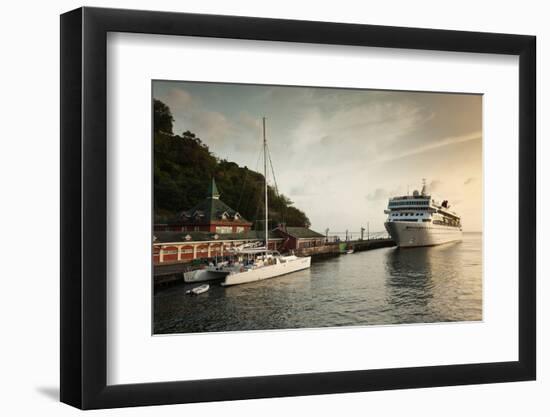 Cruise ship at port, Kingstown, Saint Vincent Island, Saint Vincent And The Grenadines-null-Framed Photographic Print