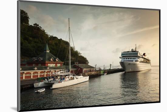 Cruise ship at port, Kingstown, Saint Vincent Island, Saint Vincent And The Grenadines-null-Mounted Photographic Print