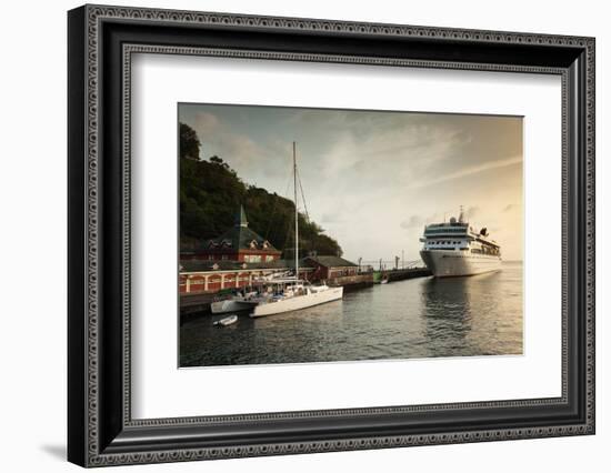 Cruise ship at port, Kingstown, Saint Vincent Island, Saint Vincent And The Grenadines-null-Framed Photographic Print