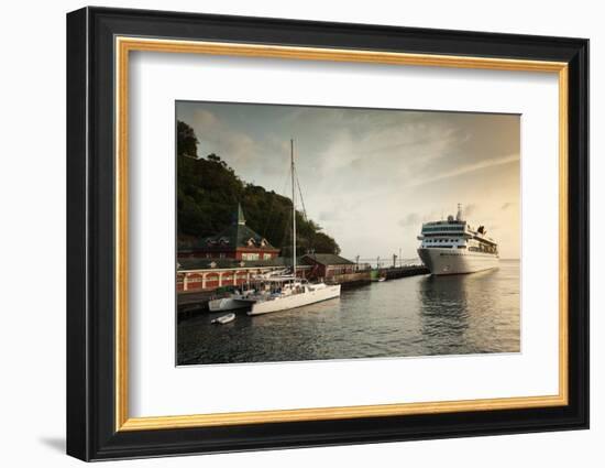 Cruise ship at port, Kingstown, Saint Vincent Island, Saint Vincent And The Grenadines-null-Framed Photographic Print