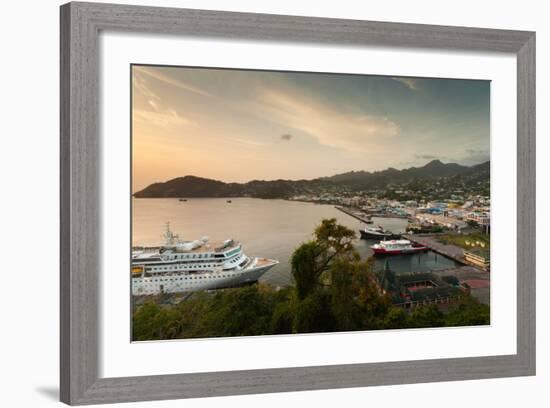 Cruise ship at port, Kingstown, Saint Vincent Island, Saint Vincent And The Grenadines-null-Framed Photographic Print