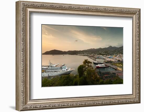 Cruise ship at port, Kingstown, Saint Vincent Island, Saint Vincent And The Grenadines-null-Framed Photographic Print