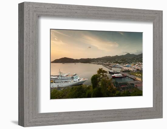 Cruise ship at port, Kingstown, Saint Vincent Island, Saint Vincent And The Grenadines-null-Framed Photographic Print