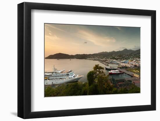 Cruise ship at port, Kingstown, Saint Vincent Island, Saint Vincent And The Grenadines-null-Framed Photographic Print