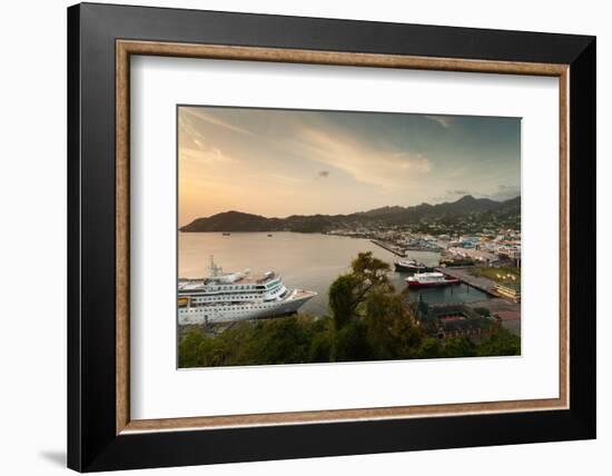 Cruise ship at port, Kingstown, Saint Vincent Island, Saint Vincent And The Grenadines-null-Framed Photographic Print