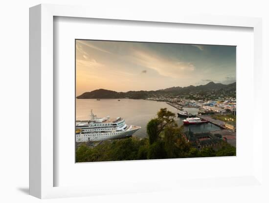 Cruise ship at port, Kingstown, Saint Vincent Island, Saint Vincent And The Grenadines-null-Framed Photographic Print