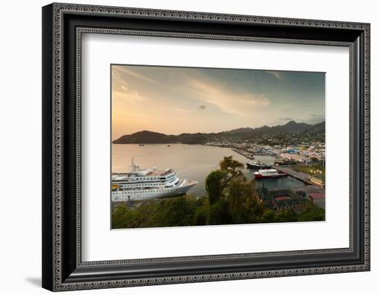 Cruise ship at port, Kingstown, Saint Vincent Island, Saint Vincent And The Grenadines-null-Framed Photographic Print