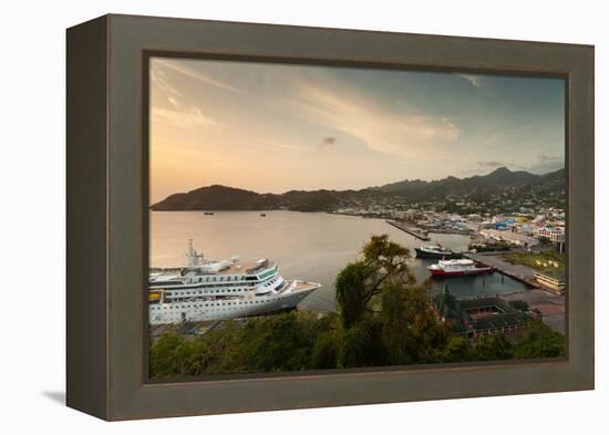 Cruise ship at port, Kingstown, Saint Vincent Island, Saint Vincent And The Grenadines-null-Framed Premier Image Canvas