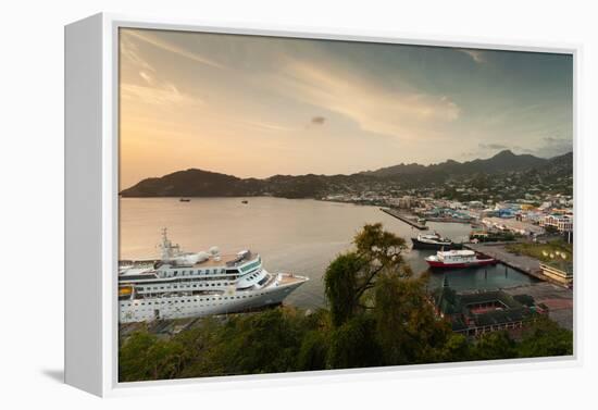 Cruise ship at port, Kingstown, Saint Vincent Island, Saint Vincent And The Grenadines-null-Framed Premier Image Canvas