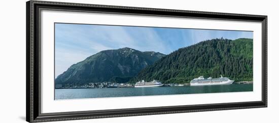 Cruise ship docked at a port with mountain the background, Juneau, Southeast Alaska, Alaska, USA-null-Framed Photographic Print
