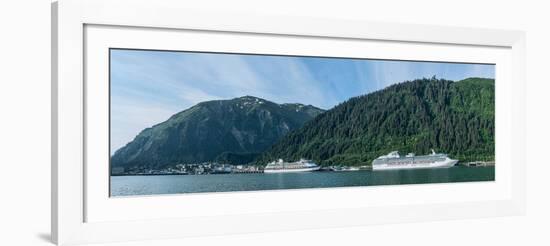 Cruise ship docked at a port with mountain the background, Juneau, Southeast Alaska, Alaska, USA--Framed Photographic Print