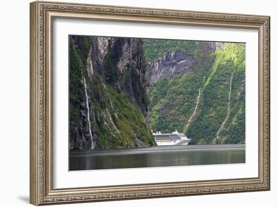 Cruise Ship In a Fjord, Norway-Dr. Juerg Alean-Framed Photographic Print