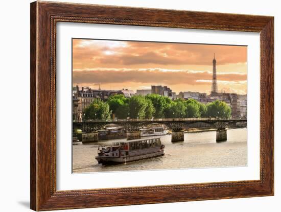 Cruise Ship On The Seine River In Paris, France-rglinsky-Framed Art Print