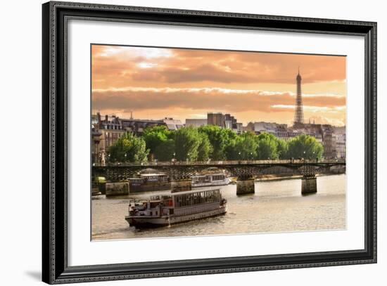 Cruise Ship On The Seine River In Paris, France-rglinsky-Framed Art Print