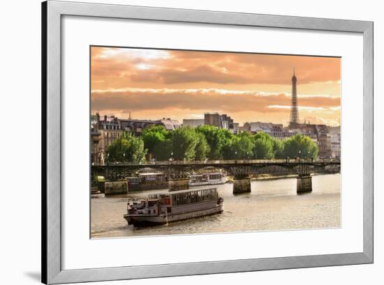 Cruise Ship On The Seine River In Paris, France-rglinsky-Framed Art Print