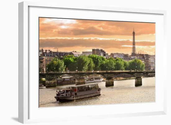 Cruise Ship On The Seine River In Paris, France-rglinsky-Framed Art Print