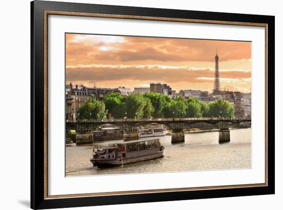 Cruise Ship On The Seine River In Paris, France-rglinsky-Framed Art Print