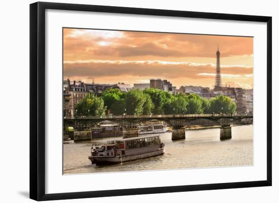 Cruise Ship On The Seine River In Paris, France-rglinsky-Framed Art Print