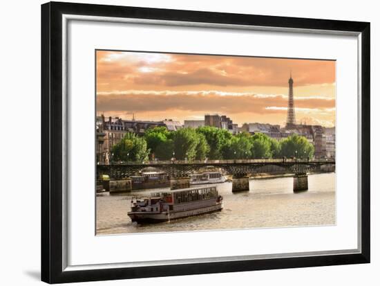 Cruise Ship On The Seine River In Paris, France-rglinsky-Framed Art Print