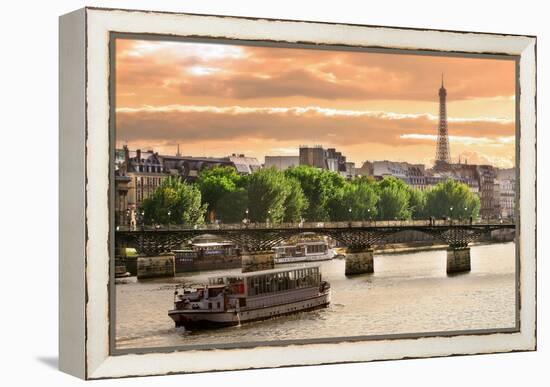 Cruise Ship On The Seine River In Paris, France-rglinsky-Framed Stretched Canvas