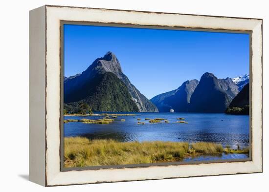 Cruise Ship Passing Through Milford Sound-Michael-Framed Premier Image Canvas