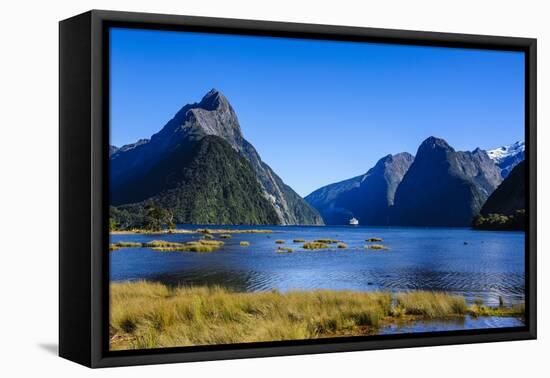 Cruise Ship Passing Through Milford Sound-Michael-Framed Premier Image Canvas