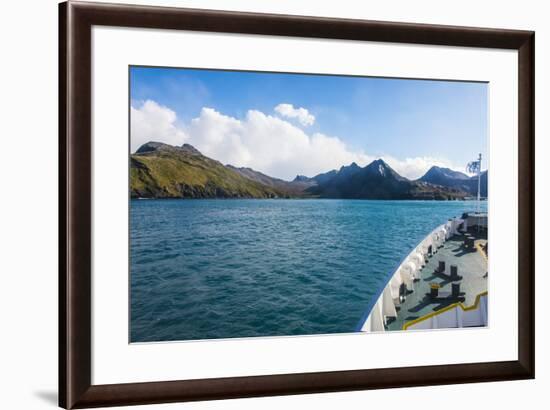 Cruise ship shipping to Ocean Harbour, South Georgia, Antarctica, Polar Regions-Michael Runkel-Framed Photographic Print