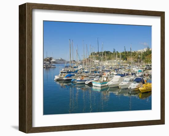 Cruise Ships and Yachts in the Harbour at Funchal, Madeira, Portugal, Atlantic, Europe-Neale Clarke-Framed Photographic Print