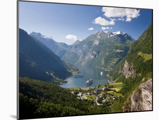 Cruise Ships, Geirangerfjord, Western Fjords, Norway-Peter Adams-Mounted Photographic Print