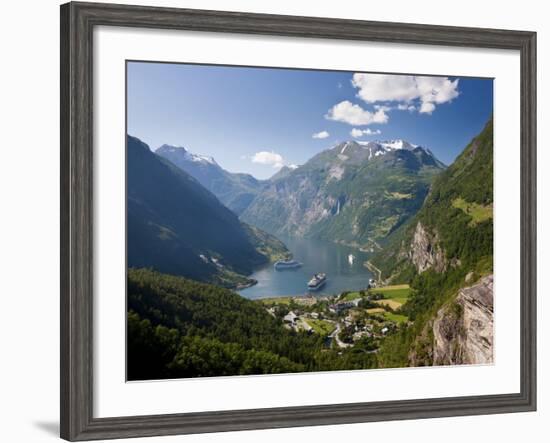 Cruise Ships, Geirangerfjord, Western Fjords, Norway-Peter Adams-Framed Photographic Print