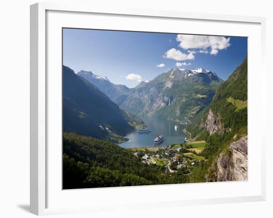 Cruise Ships, Geirangerfjord, Western Fjords, Norway-Peter Adams-Framed Photographic Print