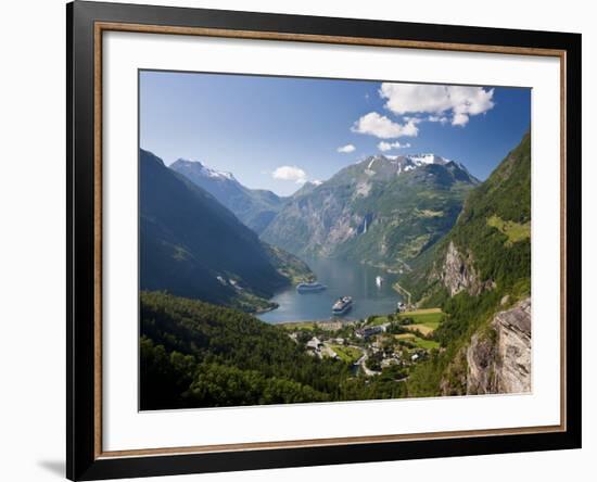 Cruise Ships, Geirangerfjord, Western Fjords, Norway-Peter Adams-Framed Photographic Print