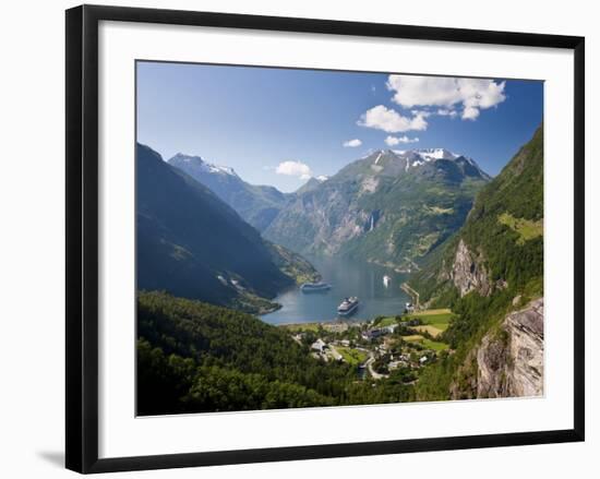 Cruise Ships, Geirangerfjord, Western Fjords, Norway-Peter Adams-Framed Photographic Print