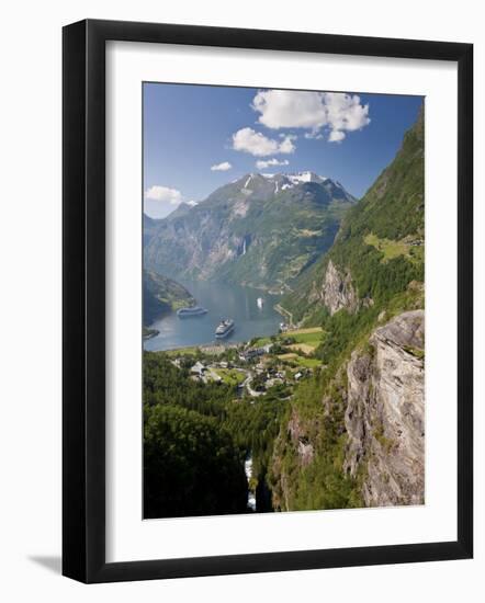 Cruise Ships, Geirangerfjord, Western Fjords, Norway-Peter Adams-Framed Photographic Print