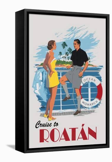 Cruise to Roatan Vintage Poster-Lantern Press-Framed Stretched Canvas