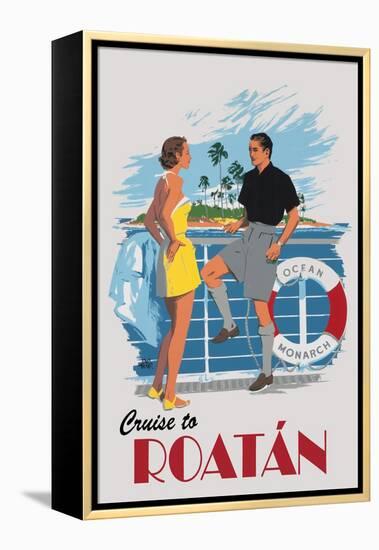 Cruise to Roatan Vintage Poster-Lantern Press-Framed Stretched Canvas