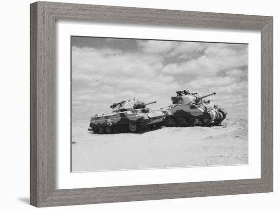 Cruiser and Sherman?, 1943 (B/W Photo)-null-Framed Giclee Print