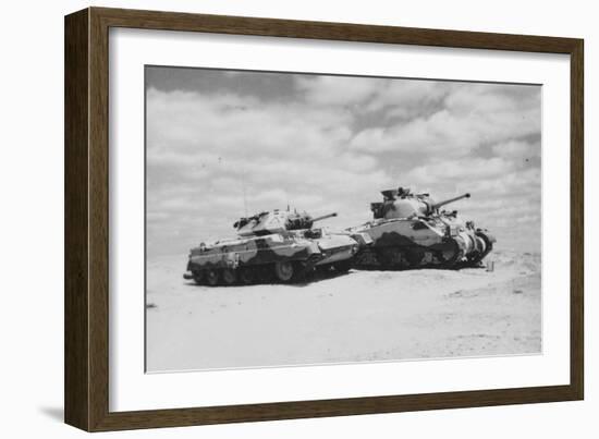 Cruiser and Sherman?, 1943 (B/W Photo)-null-Framed Giclee Print