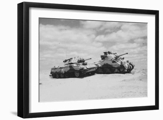 Cruiser and Sherman?, 1943 (B/W Photo)-null-Framed Giclee Print