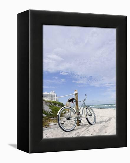 Cruiser Bicycle on the Beach, Miami South Beach, Art Deco District, Florida, Usa-Axel Schmies-Framed Premier Image Canvas