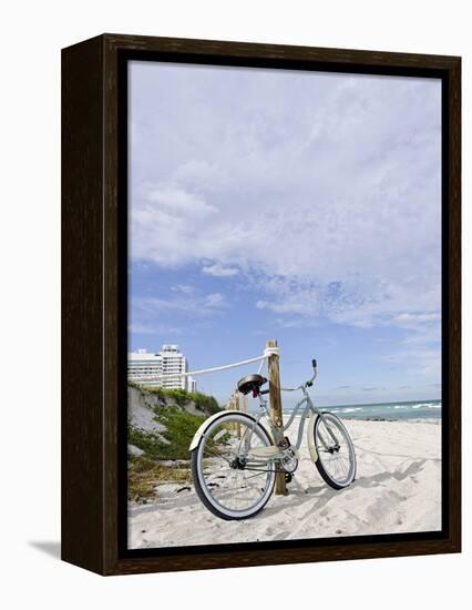 Cruiser Bicycle on the Beach, Miami South Beach, Art Deco District, Florida, Usa-Axel Schmies-Framed Premier Image Canvas