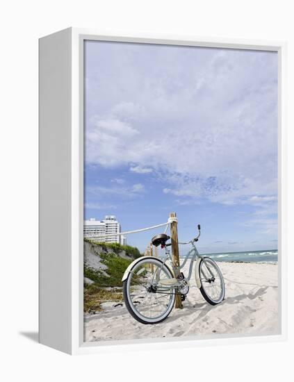 Cruiser Bicycle on the Beach, Miami South Beach, Art Deco District, Florida, Usa-Axel Schmies-Framed Premier Image Canvas