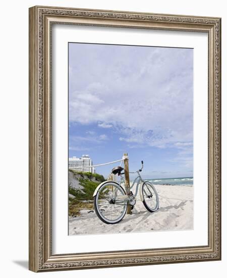 Cruiser Bicycle on the Beach, Miami South Beach, Art Deco District, Florida, Usa-Axel Schmies-Framed Photographic Print