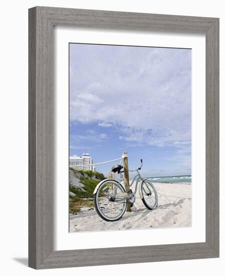 Cruiser Bicycle on the Beach, Miami South Beach, Art Deco District, Florida, Usa-Axel Schmies-Framed Photographic Print