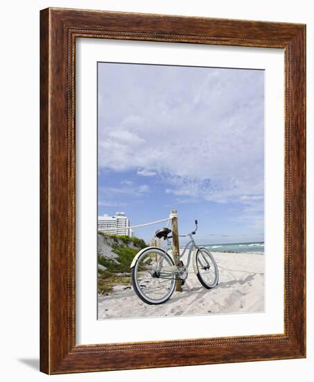 Cruiser Bicycle on the Beach, Miami South Beach, Art Deco District, Florida, Usa-Axel Schmies-Framed Photographic Print